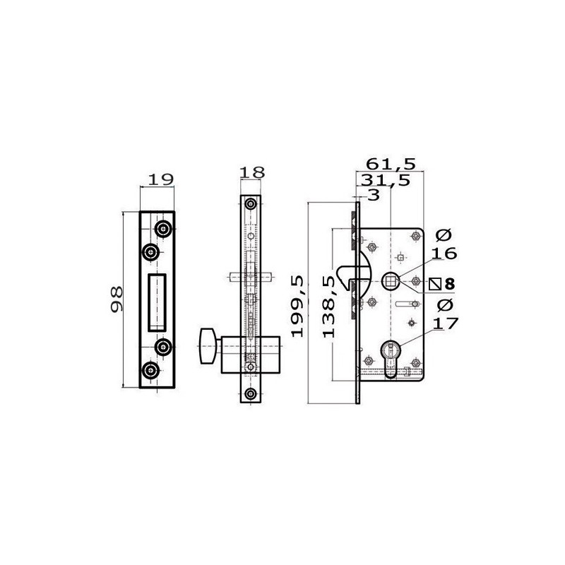 Serrure avec poignée encastrée