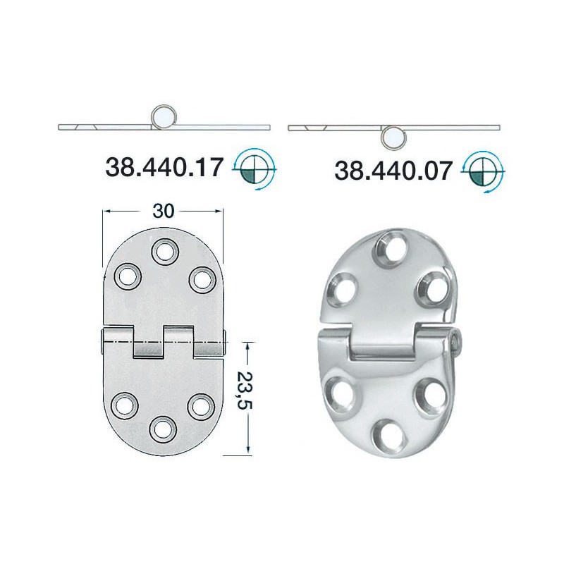 Charnière 2 mm 47x30 38.440.07