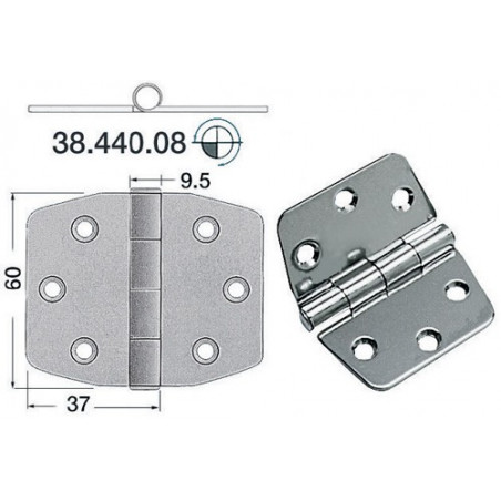 Charnière 2 mm 74x60