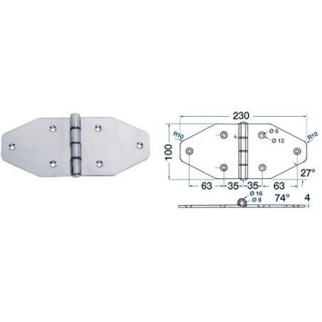 Maxi charnière 4 mm