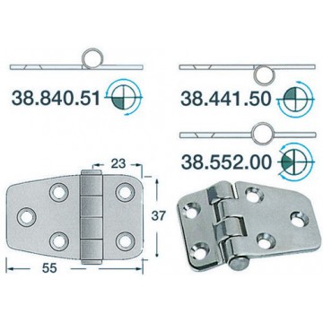 Charnière inox 2 mm 55x37