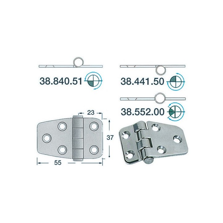 Charnière 2 mm 55x37 38.441.50