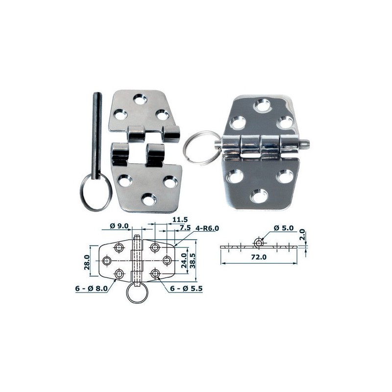 Charnière 2 mm 72x38,5 