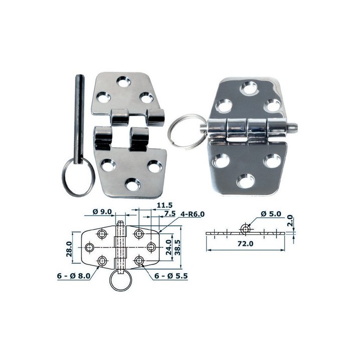 Charnière 2 mm 72x38,5 