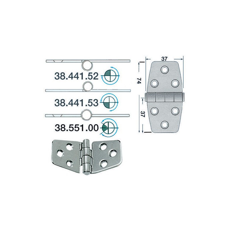 Charnière 2 mm 74x37 