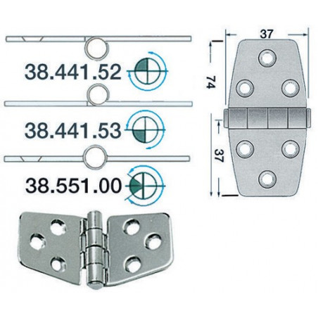 Charnière 2 mm 74x37 38.441.53