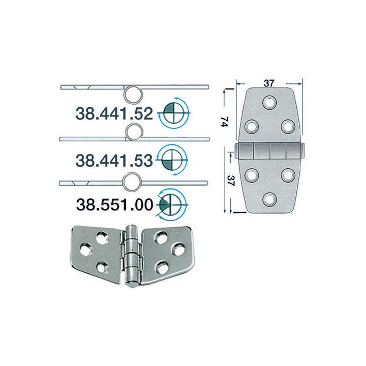 Charnière 2 mm 74x37 38.441.53