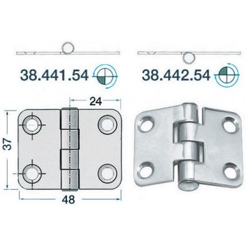 Charnière inox 2 mm 48x37