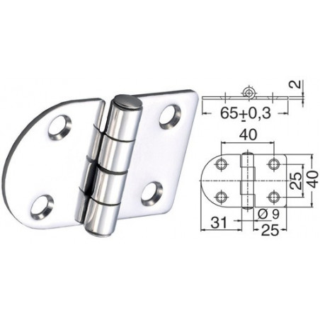 Charnière 2 mm 65x40