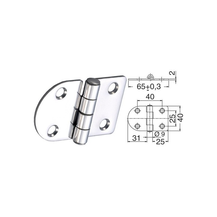 Charnière 2 mm 65x40