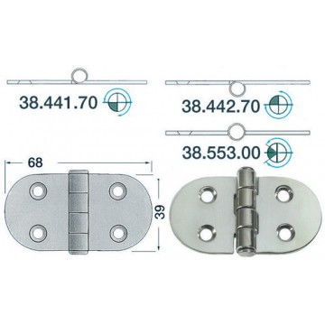 Charnière inox 2 mm 68x39