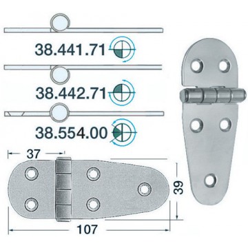 Charnière inox 107x39