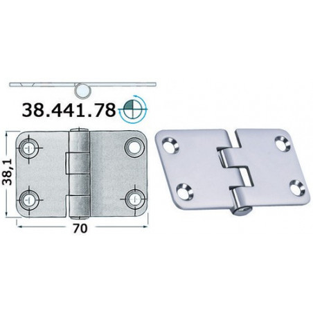 Charnière 2 mm 70x38,1