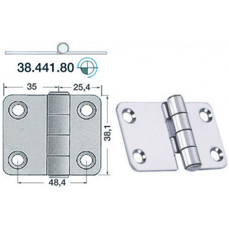 Charnière 2 mm 60,4x38,1