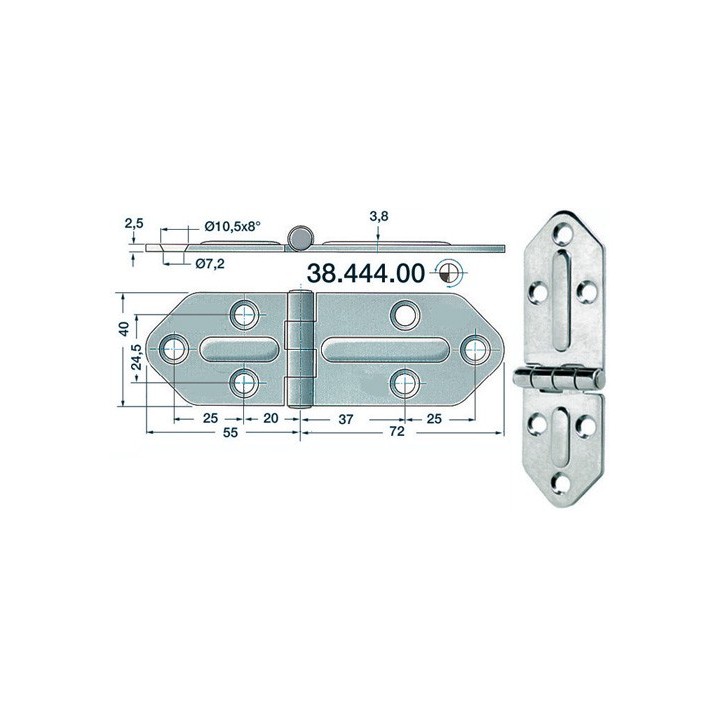 Charnière 2,5mm noeud saillant