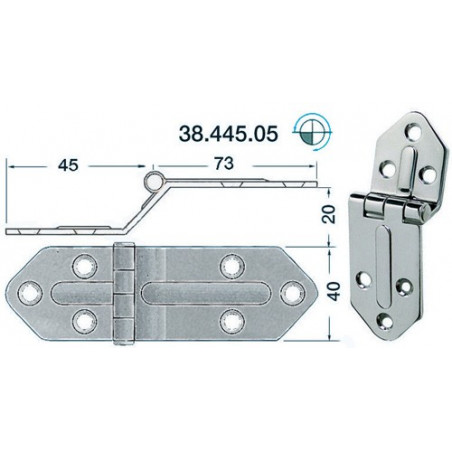 Charnière 2,5mm nud saillant