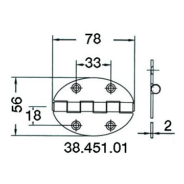 Charnière inox ovale