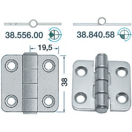 Charnière inox 2 mm 