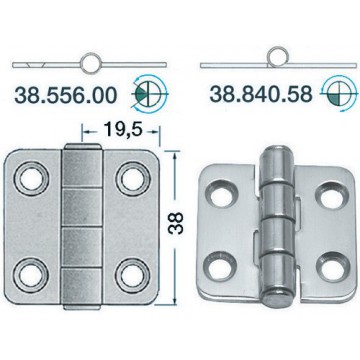 Charnière inox 2 mm