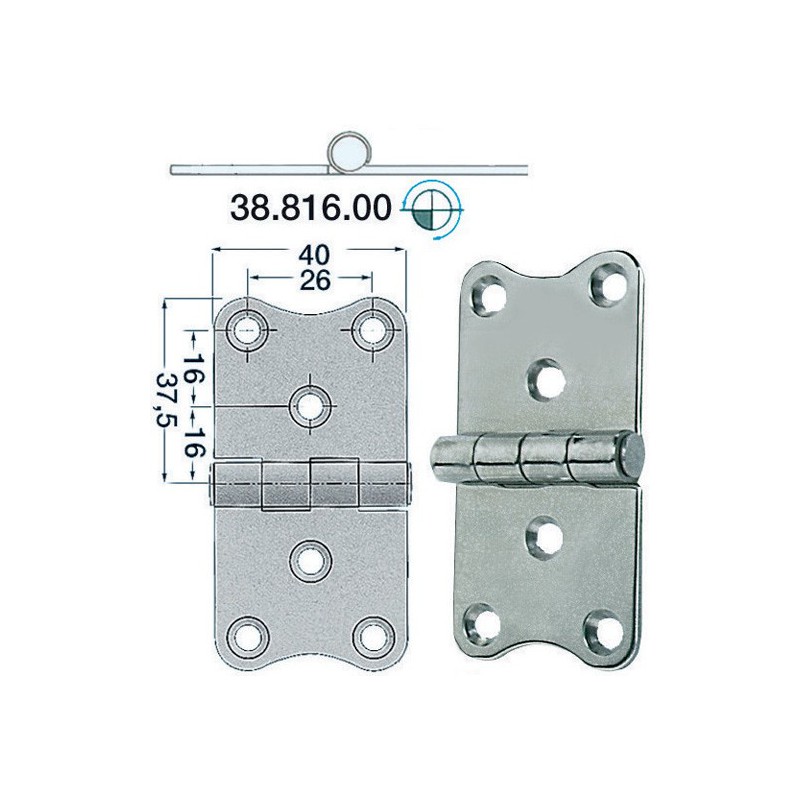 Charnière 2 mm 75x40