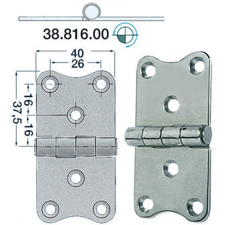 Charnière 2 mm 75x40