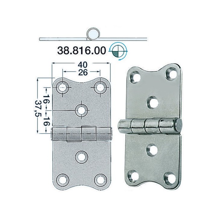 Charnière 2 mm 75x40