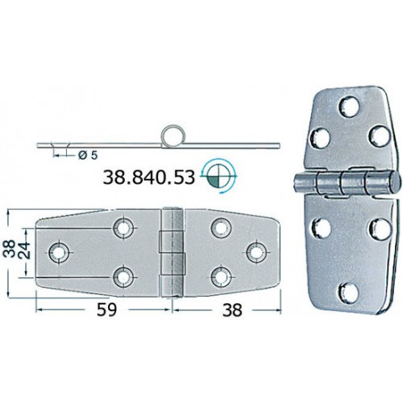 Charnière 2,5 mm 97x38