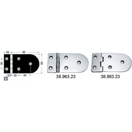 Charnières moulées 4 mm n°6