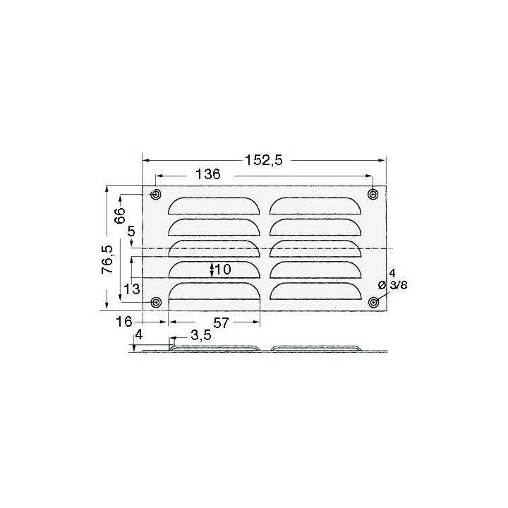 Grilles d'aération rectangulaires 53.021.05/11