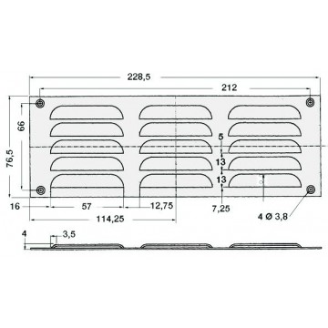 Grilles d'aération rectangulaires 