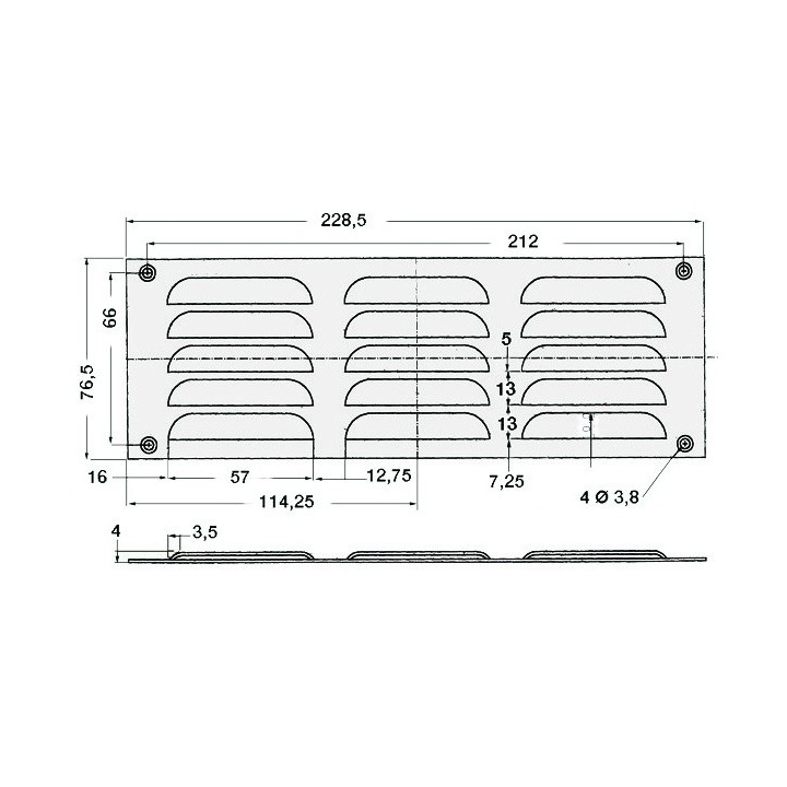 Grilles d'aération rectangulaires 53.021.06/12