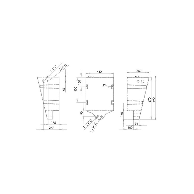 Réservoir eaux usées mural 