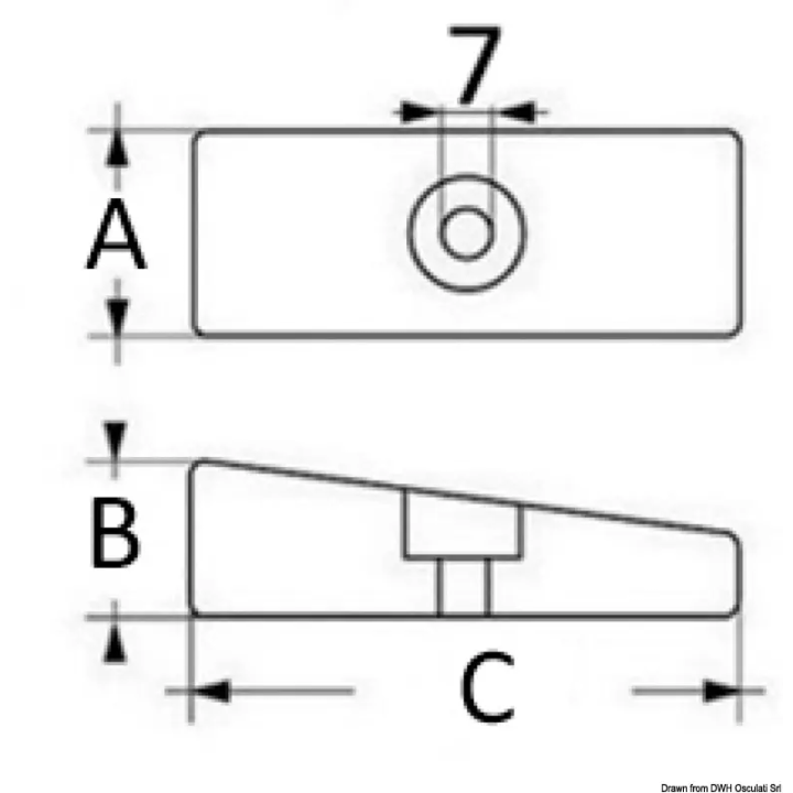 Plaquette magnésium 75/225 HP 36 x 71 mm