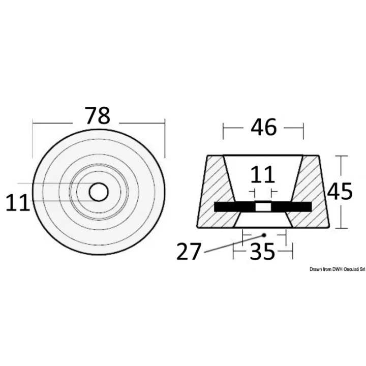Anode circulaire aluminium à fixer avec un boulon