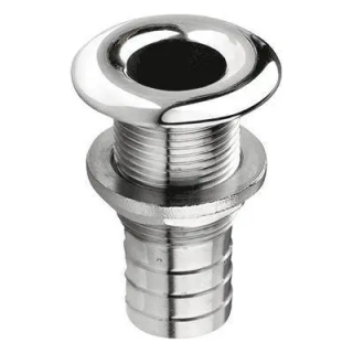 Passe-coque inox poli - fileté cannelé ø38 mm