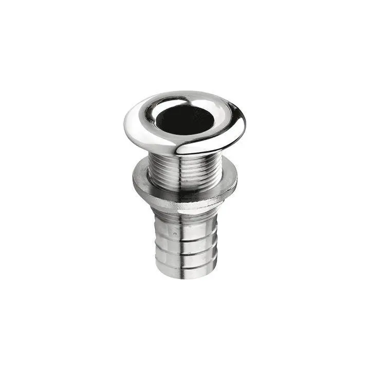 Passe-coque inox poli - fileté cannelé ø38 mm