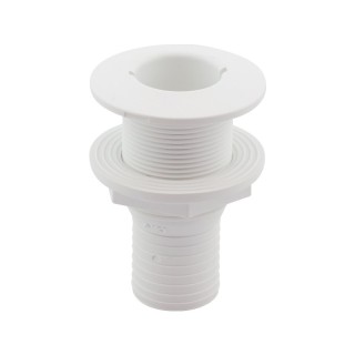 Passe-coque 1 1/2'', avec raccord cannelé Ø38mm, Blanc