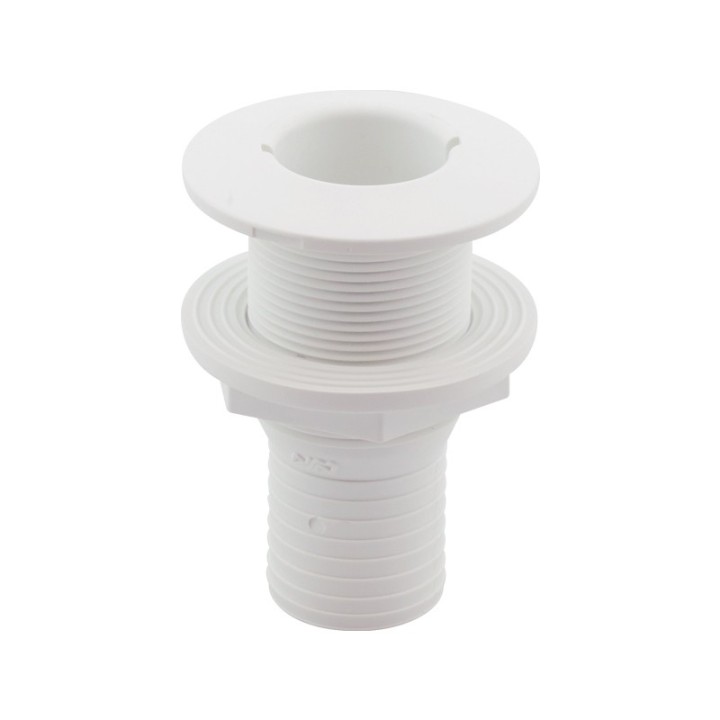 Passe-coque 1 1/2'', avec raccord cannelé Ø38mm, Blanc