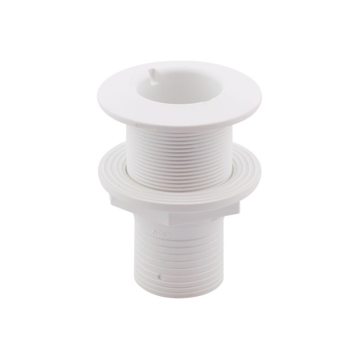 Passe-coque 1 1/2'', avec raccord cannelé Ø38mm, Blanc