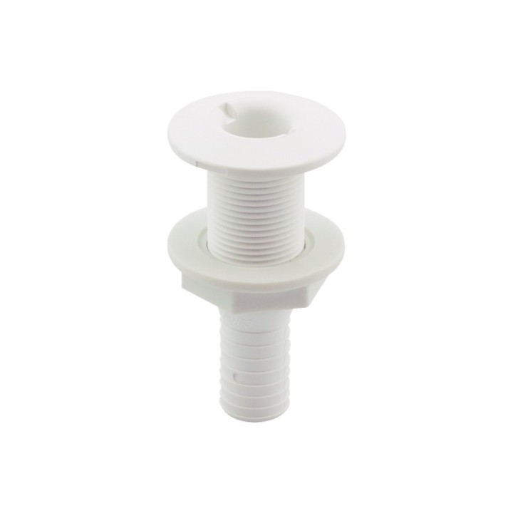 Passe-coque 1 1/2'', avec raccord cannelé Ø38mm, Blanc