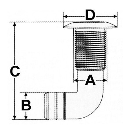  Passe-coque coudé à 90° 