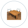 Tables et sièges en teck